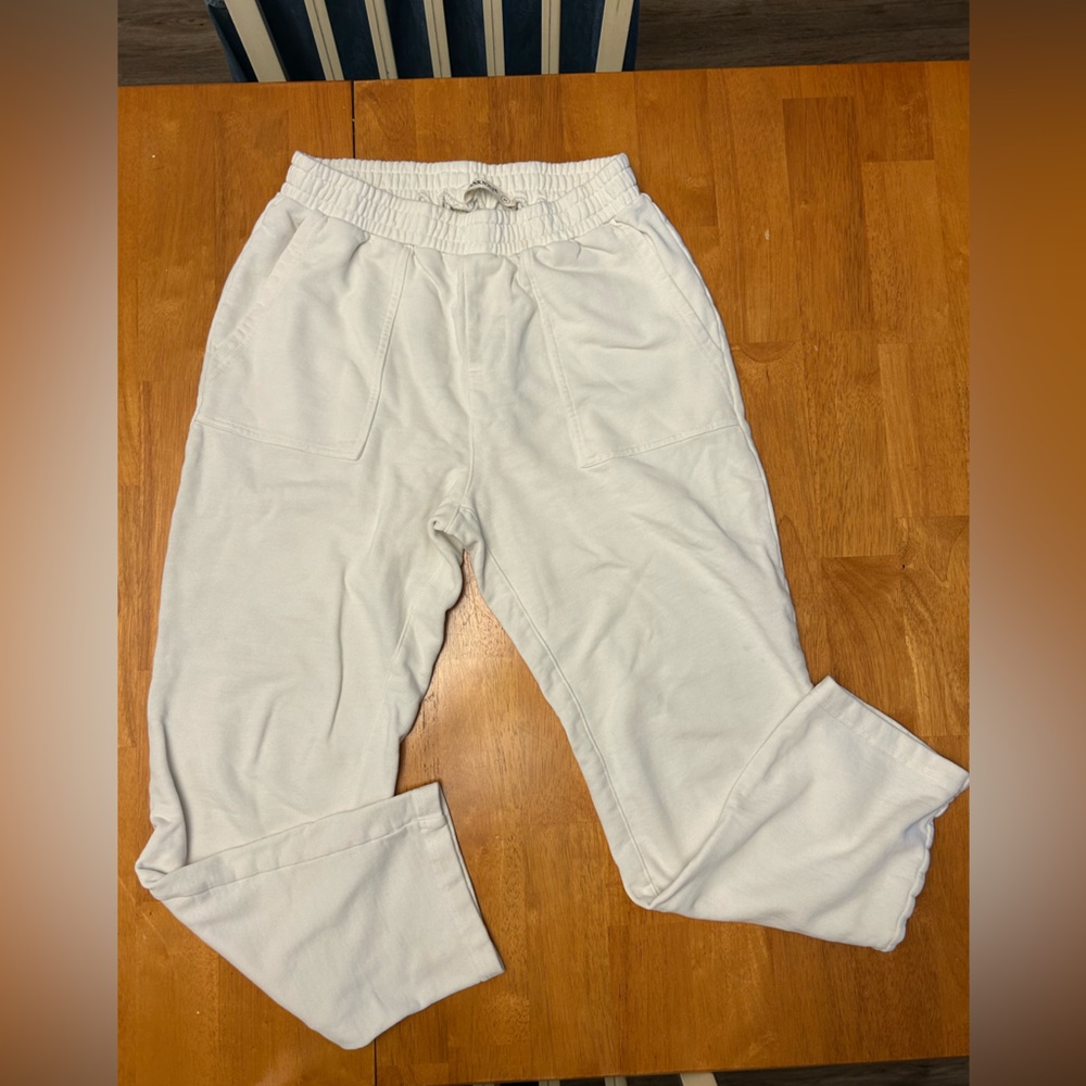 Blank NYC White Sweatpants Relaxed Fit Cotton Blend